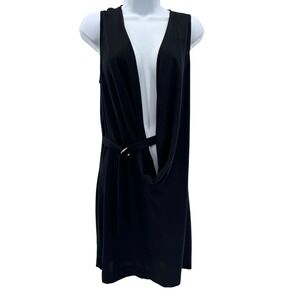 IRO Stellie Draped Belted Sleeveless‎ Black Mini Dress 38 LBD Going Out Party